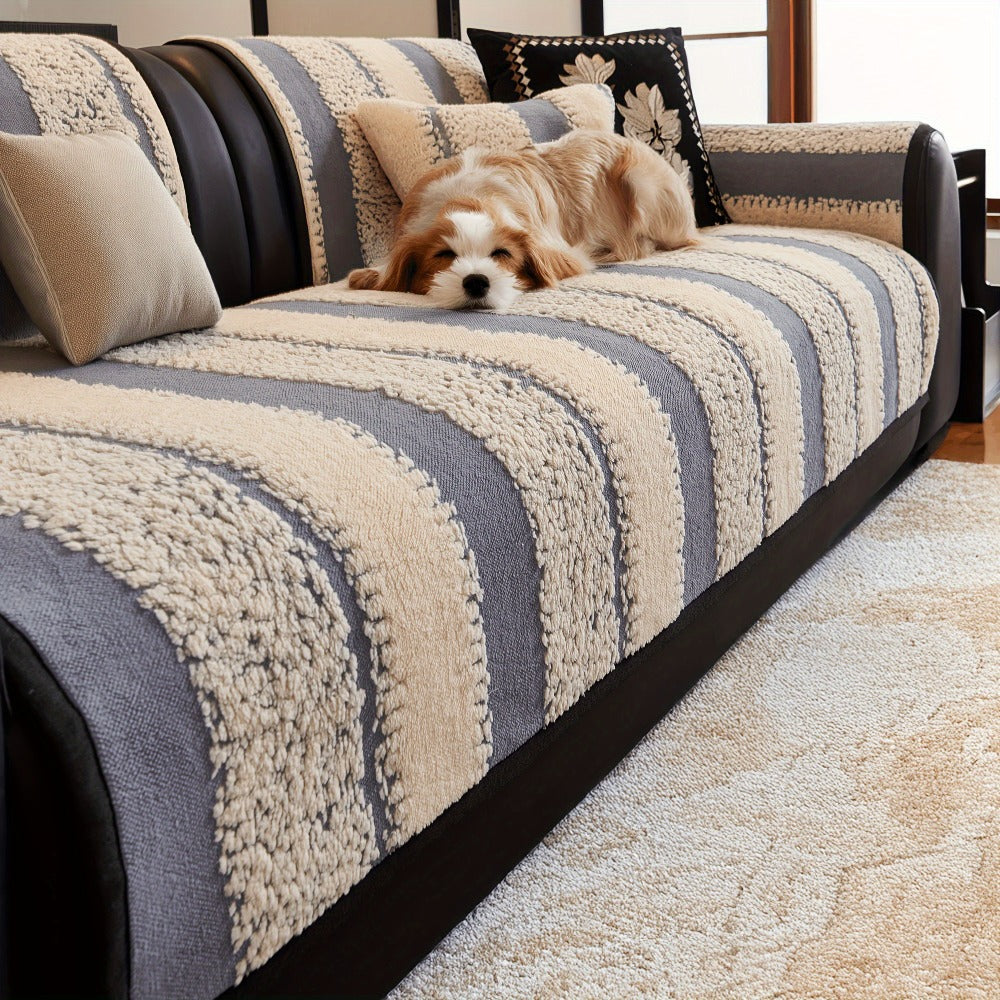 Sofa Cover Plush Sectional Couch Slipcover Durable Furniture Protector for Pets Cats Dogs for Entryways, Bedrooms and Living Spaces