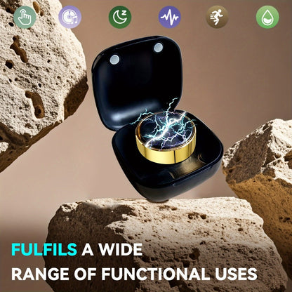 Screenless Smart Ring with Charging Case Options, Black, Gold or Silver Finish and Sizes 7–13