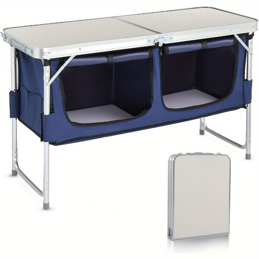 4-Foot Folding Table with Adjustable Height, Space-Saving Utility Table for Home Office detail image - detail view 15