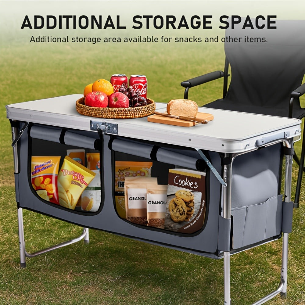 4-Foot Folding Table with Adjustable Height, Space-Saving Utility Table for Home Office detail image - detail view 7