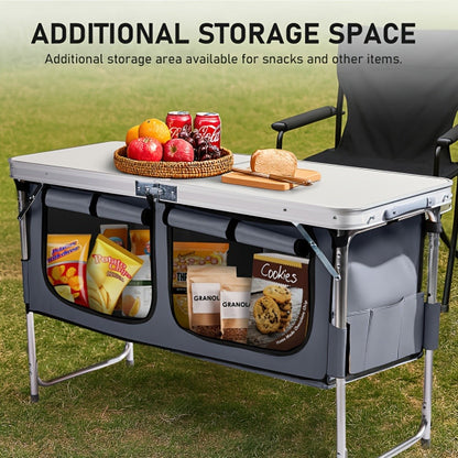 4-Foot Folding Table with Adjustable Height, Space-Saving Utility Table for Home Office detail image - detail view 7