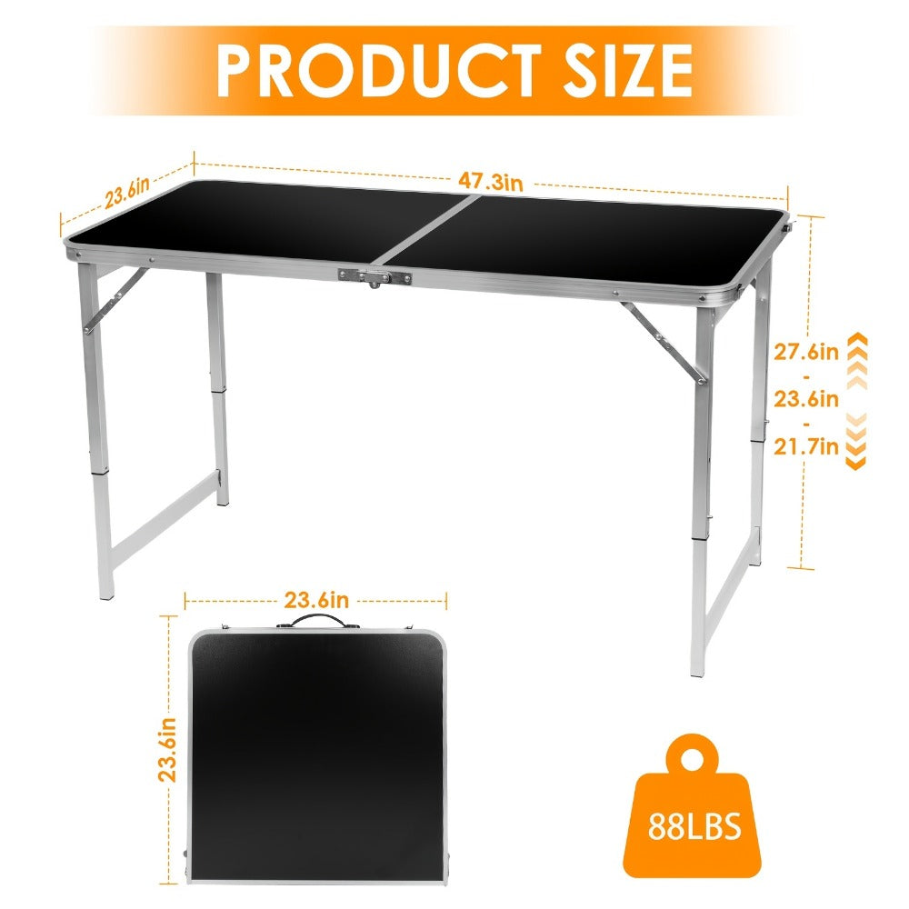 4-Foot Plastic Folding Table with Carry Handle, Space-Saving Utility Table detail image - detail view 7