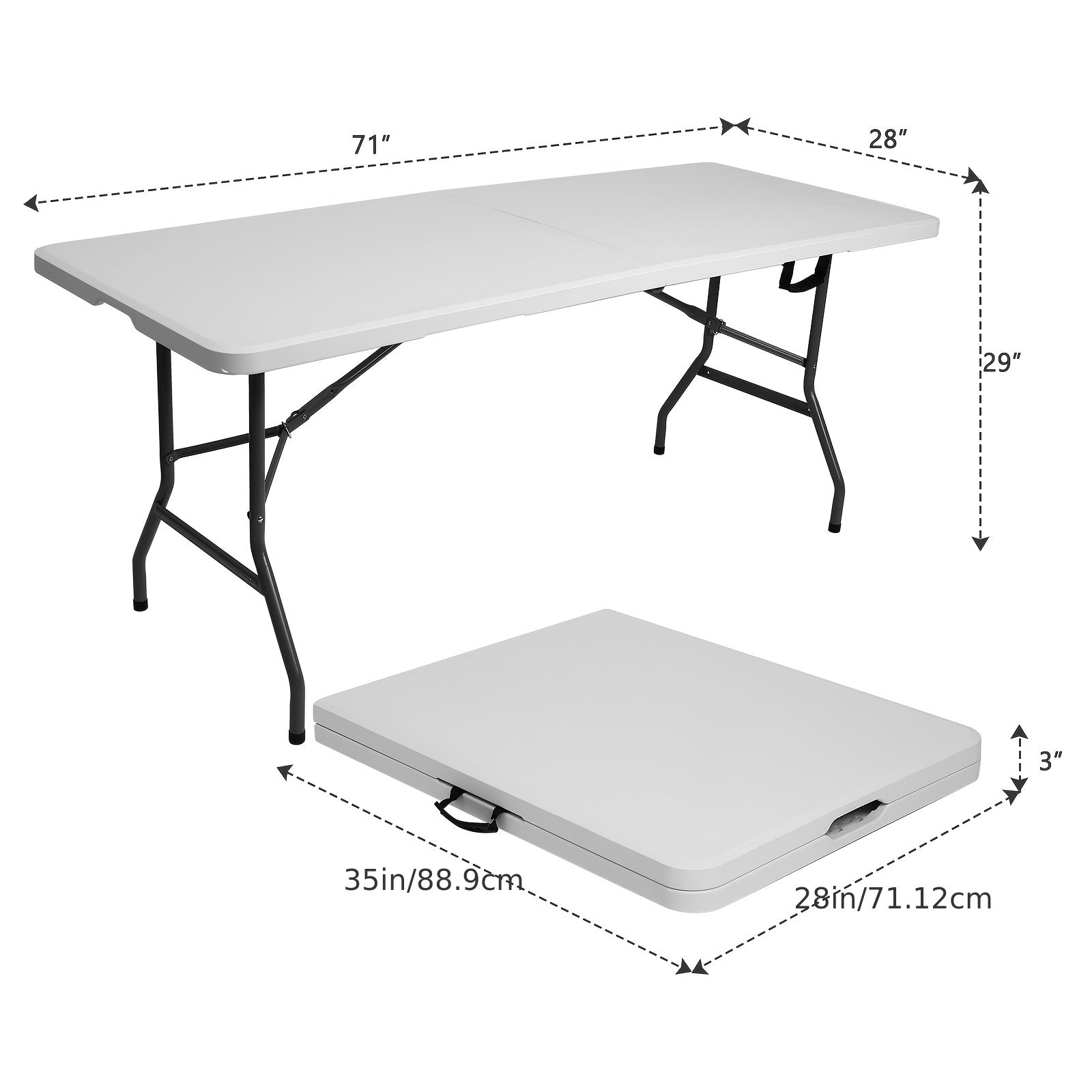 Folding Table shown in the White, 6 Feet option