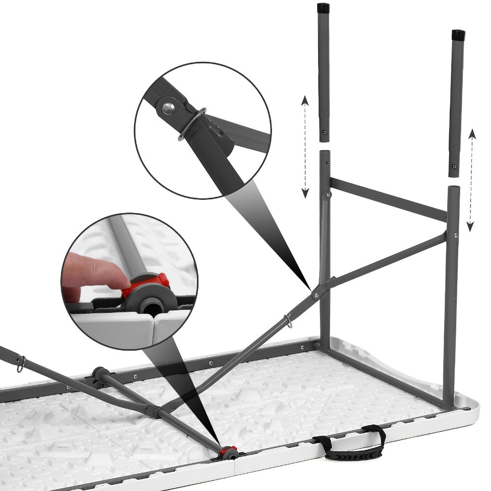 4-Foot Rectangular Folding Table with Tool-Free Assembly, Foldable Card Table for Patio detail image - detail view 13