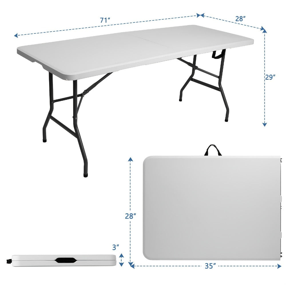 4-Foot Rectangular Folding Table with Tool-Free Assembly, Foldable Card Table for Patio detail image - detail view 4