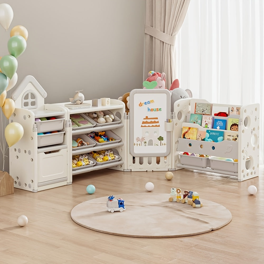 Kids Toy Organizer shown in the Beige, 4 In 1 option