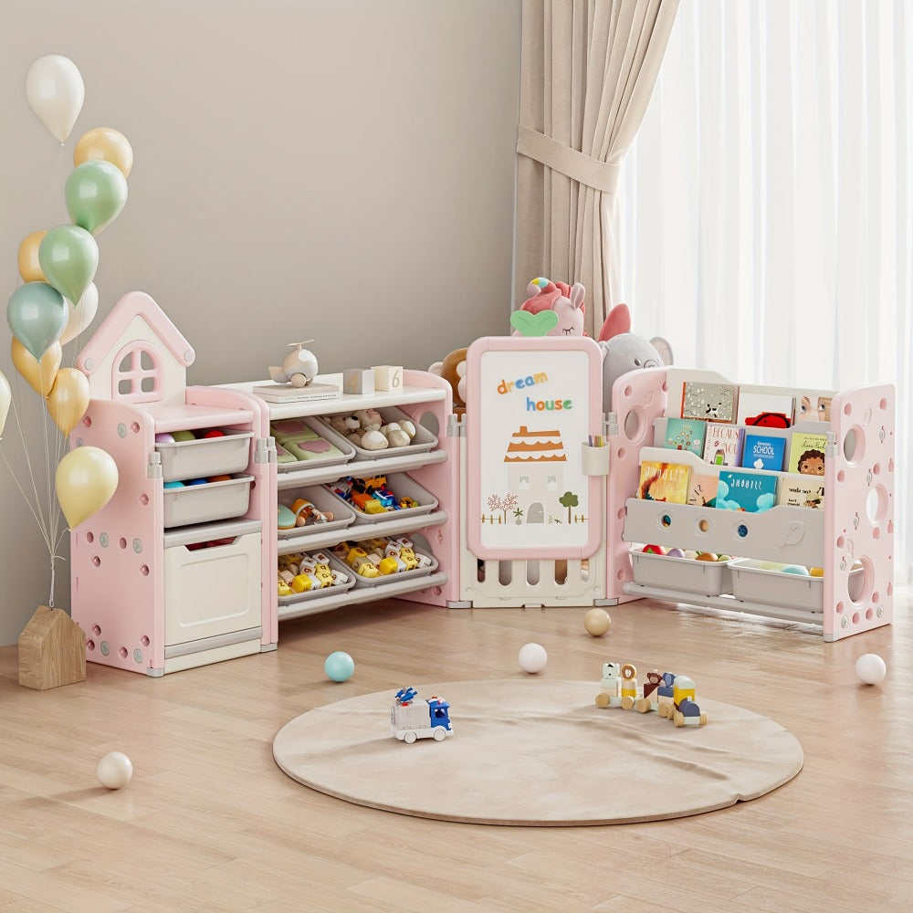 4-in-1 Kids Toy Organizer with Removable Storage Bins and Building Block Surface detail image - detail view 7