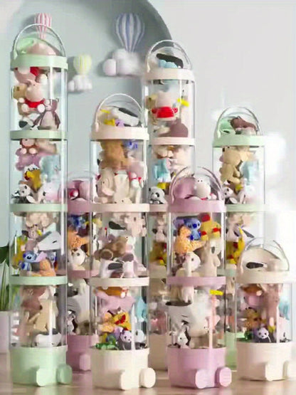 4-Layer Plastic Stuffed Animal Storage Tower with Dustproof Cover for Kids' Room detail image - detail view 11