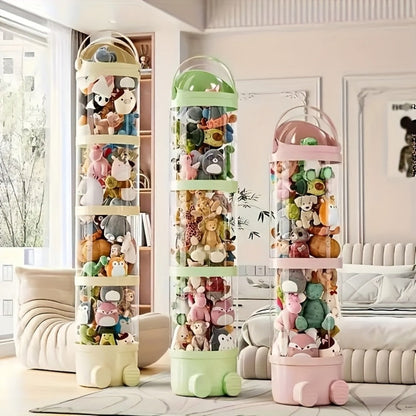 4-Layer Plastic Stuffed Animal Storage Tower with Dustproof Cover for Kids' Room detail image - detail view 12