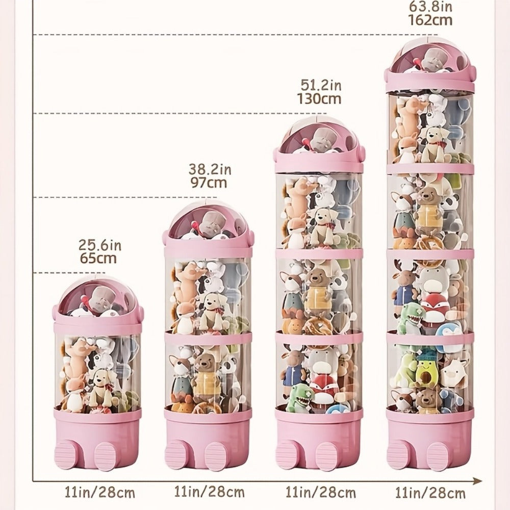 4-Layer Plastic Stuffed Animal Storage Tower with Dustproof Cover for Kids' Room detail image - detail view 14