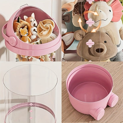 4-Layer Plastic Stuffed Animal Storage Tower with Dustproof Cover for Kids' Room detail image - detail view 18