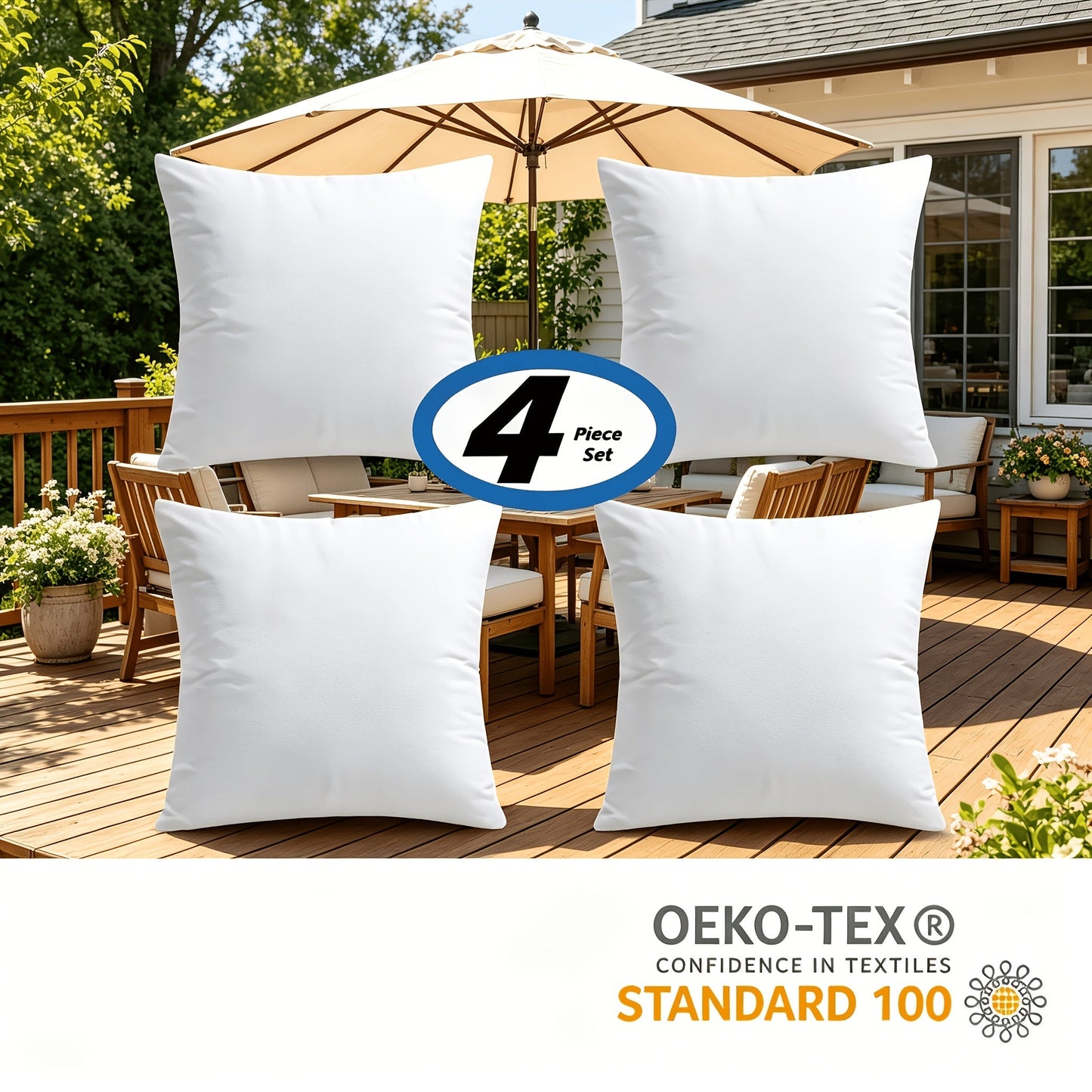 Outdoor Pillow Inserts shown in the 16*16in/40*40cm, 4 pcs option