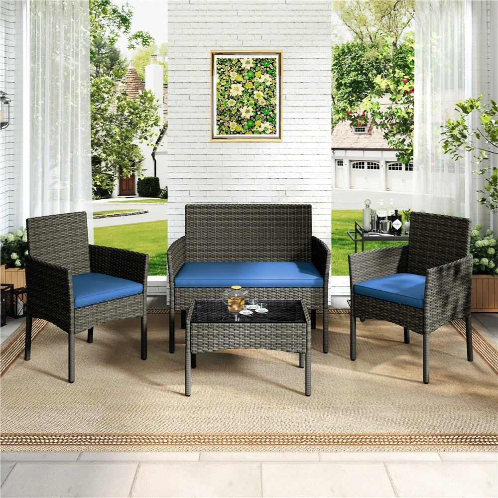 4-Piece Wicker Patio Furniture Set with Weather-Resistant Finish detail image - detail view 8