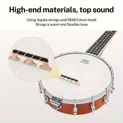 4-String Banjo Ukulele, 23-Inch Beginner Kit with Gig Bag and Picks detail image - detail view 4