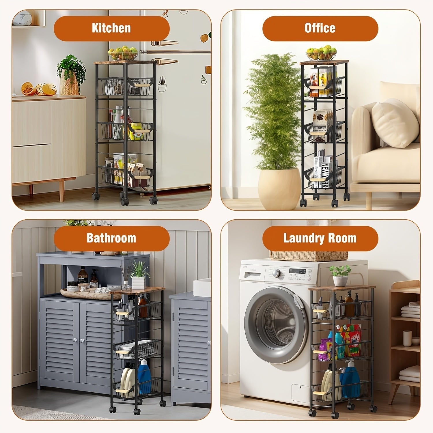 Kitchen Cart shown in the Brown option