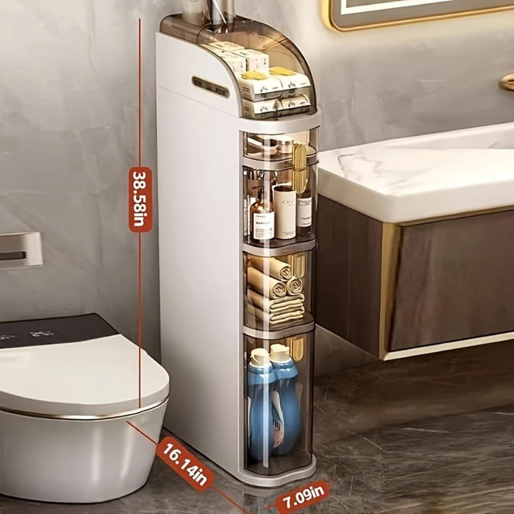 4-Tier Slim Bathroom Storage Cart with Storage Drawers and Tool-Free Assembly detail image