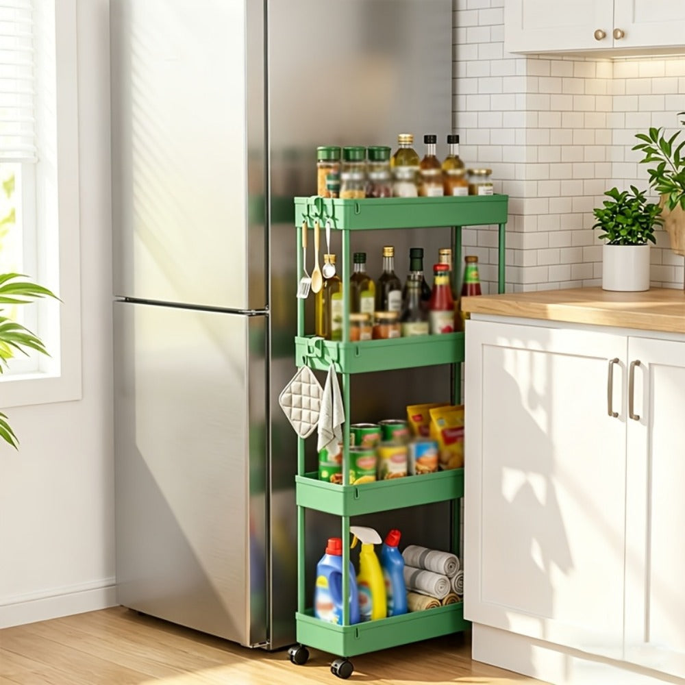4-Tier Space-Saving Storage Cart with Rolling Wheels for Organized Everyday Storage detail image - detail view 11