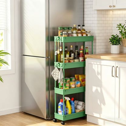 4-Tier Space-Saving Storage Cart with Rolling Wheels for Organized Everyday Storage detail image - detail view 11