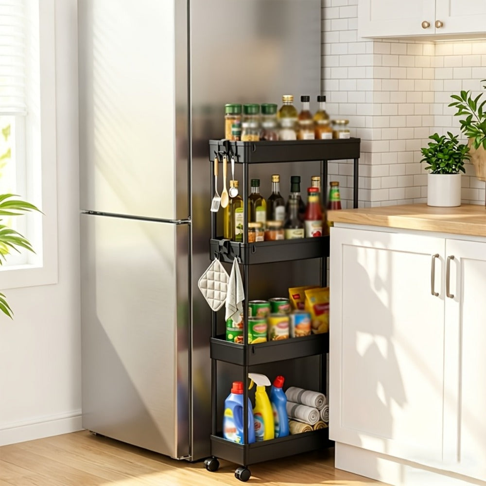 4-Tier Space-Saving Storage Cart with Rolling Wheels for Organized Everyday Storage detail image - detail view 3