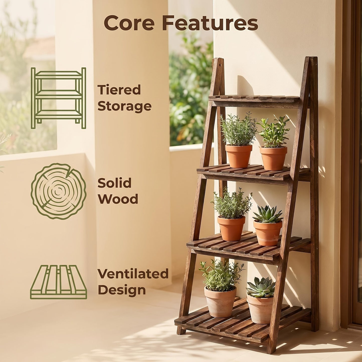 Ladder Shelf shown in the Brown option