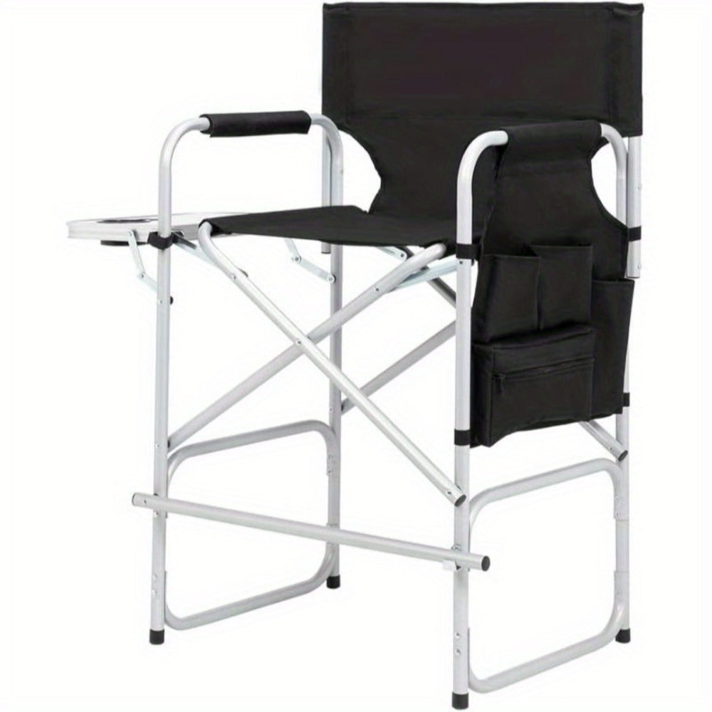 40-55 Inch Tall Director Chair with Side Table and Storage Bag for Beauty Studio detail image - detail view 3
