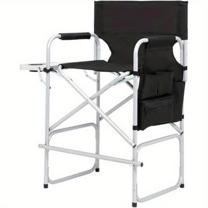 40-55 Inch Tall Director Chair with Side Table and Storage Bag for Beauty Studio detail image - detail view 3