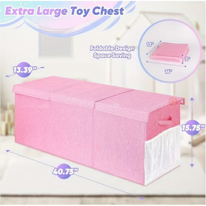 Storage Bin shown in the pink, 40"x14"x16" option
