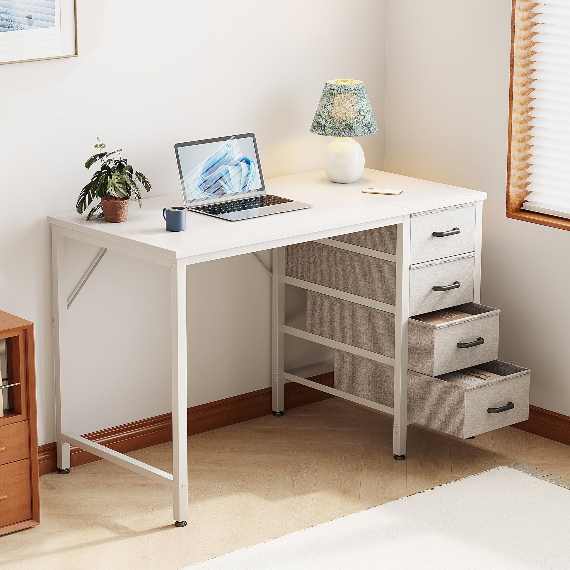Computer Desk shown in the White, 40 Inches option