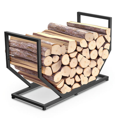 Firewood Rack Outdoor Indoor Heavy Duty Metal Log Holder with Adjustable Feet