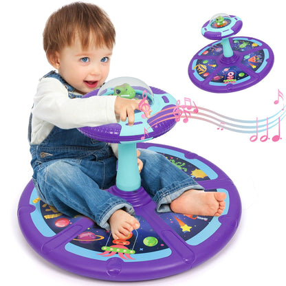 Dinosaur Spin Seat Toy for Toddlers 18 Months+, 360° Sit and Spin with Music, Indoor Interactive Sensory Balance Toy