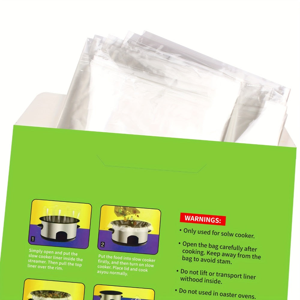 Slow Cooker Liners 14x22 Inch Disposable Cooking Bags 30 Count Fit 6 to 10 Quart Oval for Home Cooking, Dining and Outdoor Meals