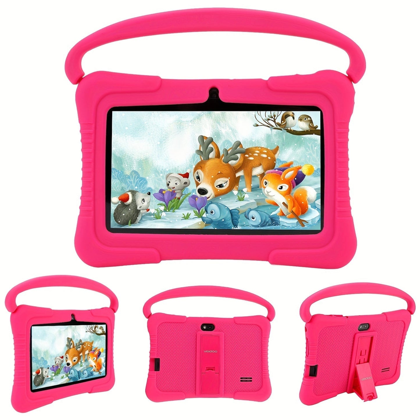 Kids Tablet 7 Inch Veidoo Android WiFi Eye Protection Screen Dual Camera Parental Control Educational Games Drop-Proof Silicone Cover 1+16GB