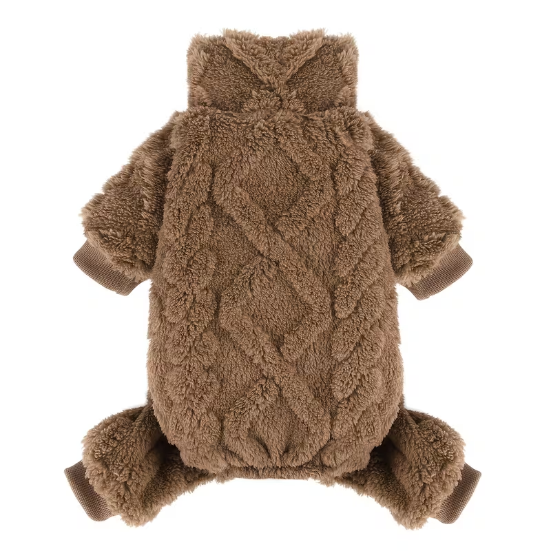 Fleece Dog Turtleneck Jumpsuit with Six Colors, Four-Leg Cut and XXS–M Sizes for Small Pets