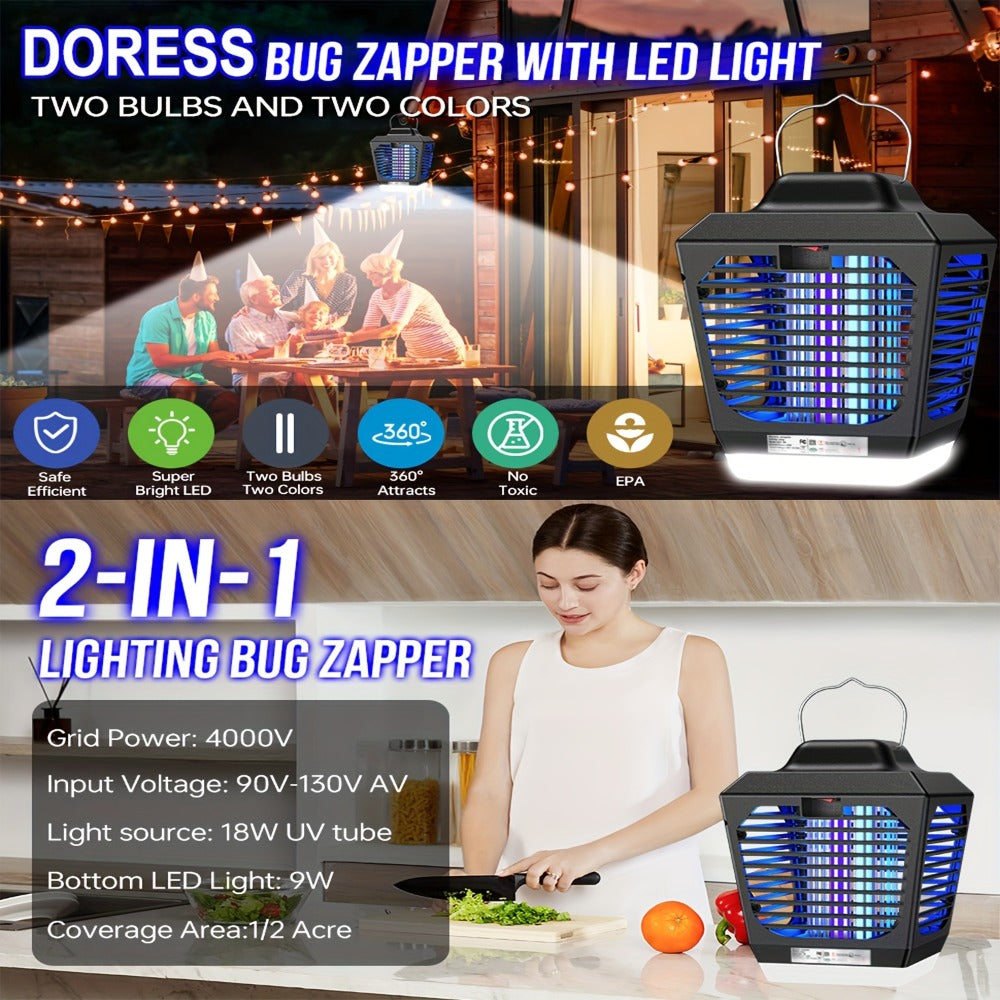 IPX4 Bug Zapper Plug-In, Electric Flying Insect Trap with LED Light & ABS Housing, Indoor Mosquito Zapper for Home
