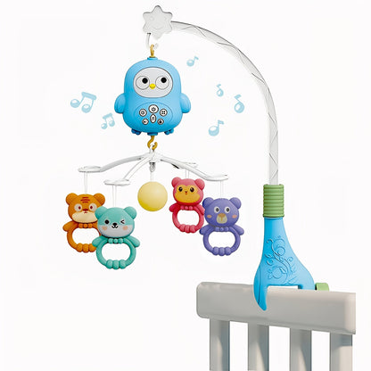Baby Musical Crib Mobile with Music & Lights Projection, Take-Along Rattle & Music Box, Owl, Star & Penguin Styles