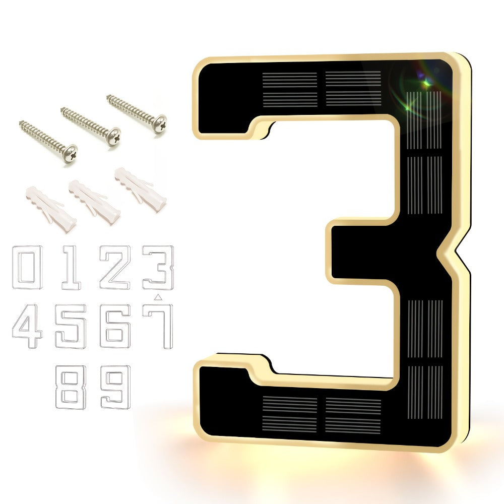 LED Solar House Number Light 6.7 Inch Wall Mounted, Smart Sensor Illuminated Address Number for Home Decor
