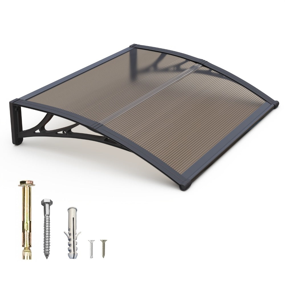 Window Awning Door Canopy Polycarbonate Overhang, UPF 50+ UV & Rain Protection, Leak-Proof Hollow Sheet