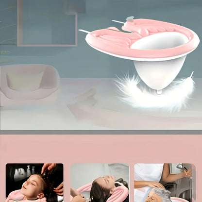 Inflatable Shampoo Basin for Bedridden Elderly - 4pcs Portable Hair Washing Basin with Air Pump & Drainage