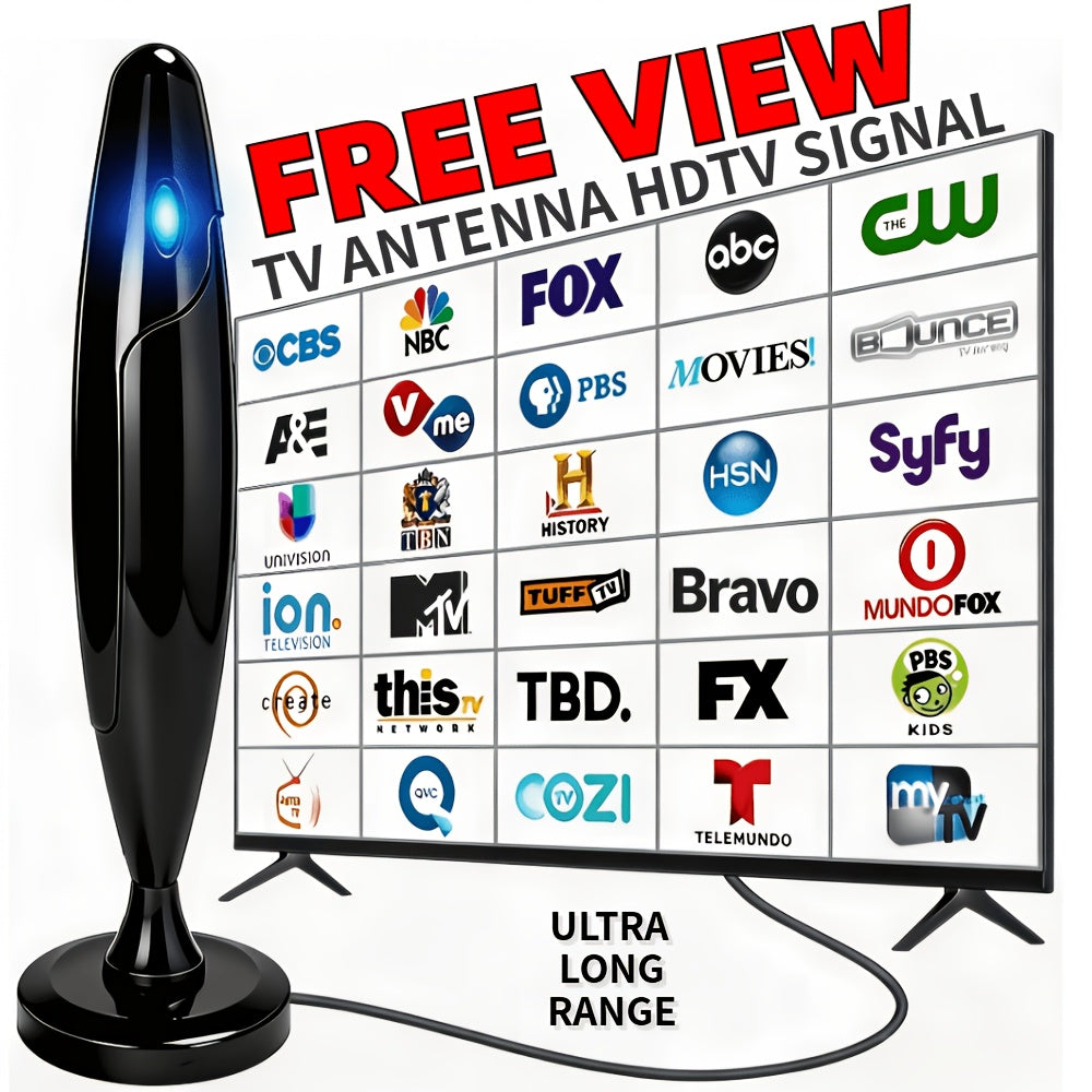 AI Smart TV Antenna Indoor with Signal Booster Amplifier – 4K 1080P HD, Digital Tuner, Range Extender, Home Theater & Streaming Compatible