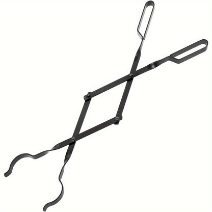 Fireplace Tongs 26 Inch Wrought Iron Log Tongs, Foldable Firewood Tongs with Stainless Steel Tip