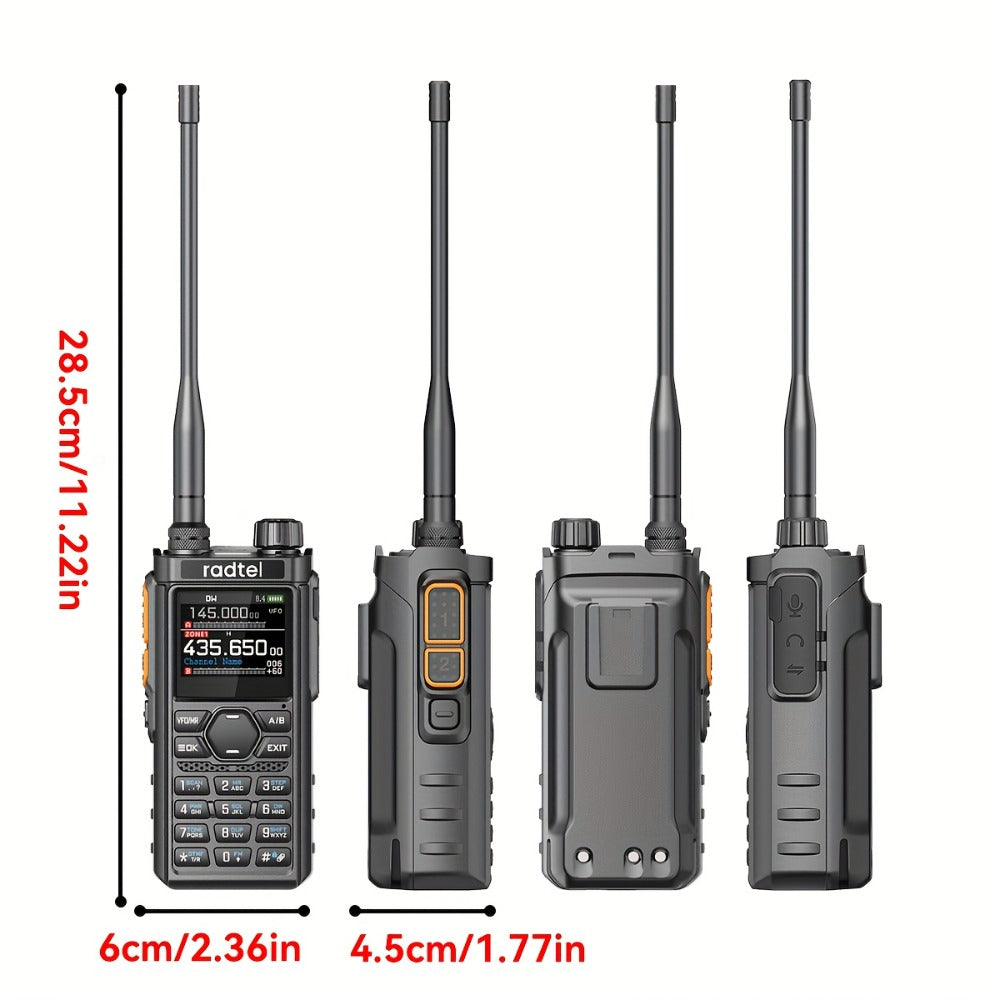 Tri-Band Ham Radio Handheld Walkie Talkie Radtel RT-910B, 6M VHF UHF Air Band Two-Way Radio, APP Programming