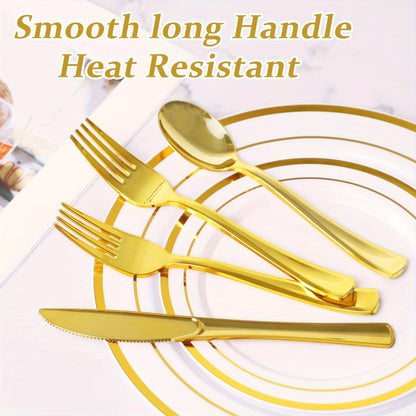 Disposable Plastic Cutlery Set 60pcs Gold & Silver for Entryways, Bedrooms and Living Spaces