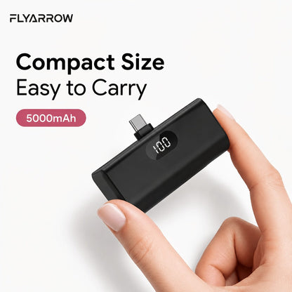 Power Bank 5000mAh Mini with Foldable USB-C Plug, 10W Listed Charging and Digital Display Pack