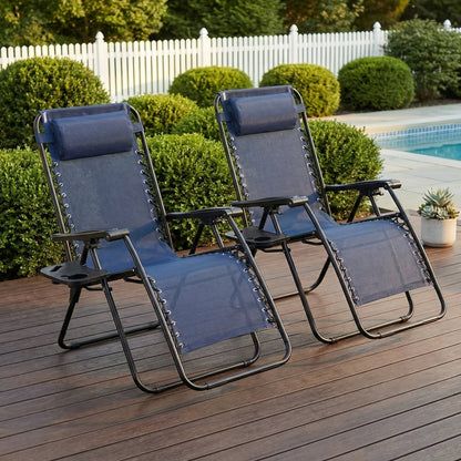 Zero Gravity Chair 2 Pack – 330lb Capacity, Ergonomic Adjustable Recline & Locking System, Foldable Patio Lounger with Cup Holder – Lawn