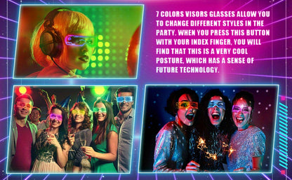 LED Visor Glasses Cyberpunk Futuristic Glow 7 Colors 5 Modes with the Listed Color, Size or Set Options for Everyday Use