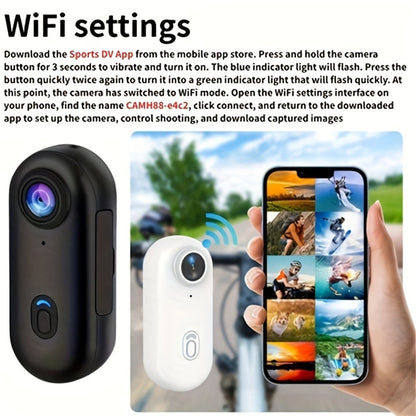 Mini Action Camera Thumb Size Wide Angle Lens 800mAh Battery with Memory Card Wearable Pocket for an Everyday Personal Care Routine