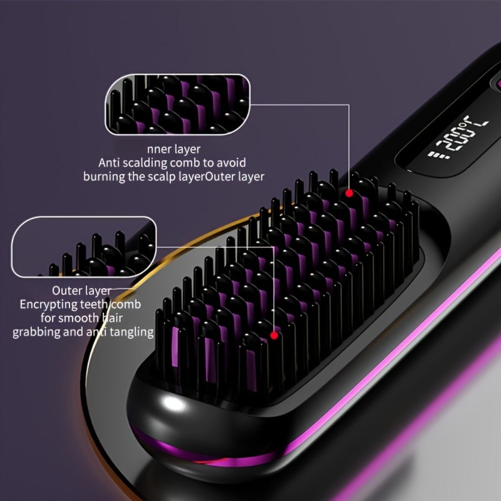 Cordless Hair Straightener 2-in-1 Ceramic Flat Iron & Curler – USB-C Rechargeable Wireless Portable Travel Styling Tool 3-Speed Heat