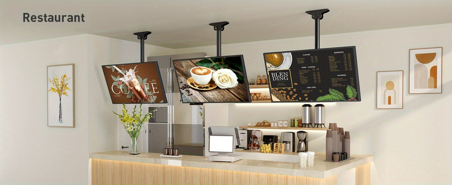 Ceiling TV Mount 37-75 Inch - 360° Swivel & Tilt Adjustable Bracket for Flat & Curved TVs up to, VESA 600x400mm