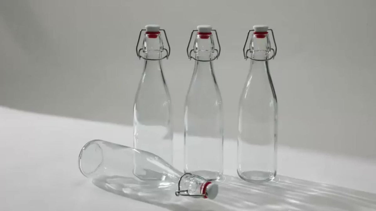 Glass Bottle Set Kitchen Organizer 8 oz Clear Swing-Top Bottles in 6-, 9- or 12-Piece Packs