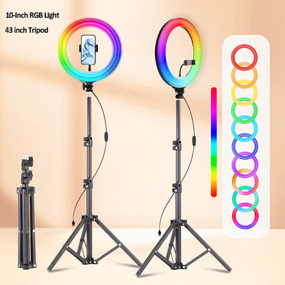 10- or 12-Inch LED Ring Light with Desktop, 43-Inch or 63-Inch Stand and Seven Checkout Options